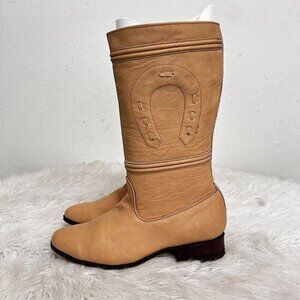 Women's Plain Tobacco‎ Nobuck with Horseshoe Escaramuza Boot Biflex Heel Sz 5.5